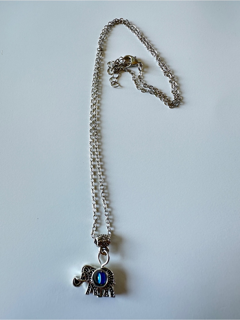 Sterling-Style Silver Elephant Pendant Necklace - Silver